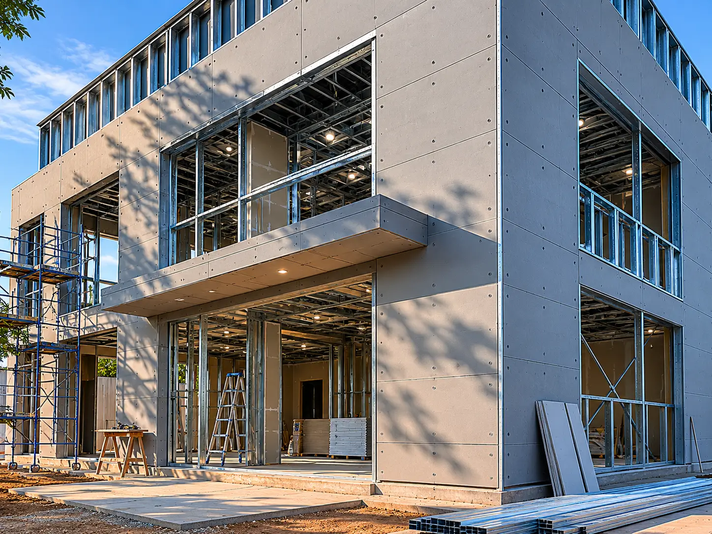 Obra Comercial com Placa Cimentícia em Light Steel Frame pela SteelSert